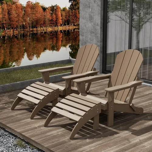 Vista 8 de WestinTrends Malibu - Silla de salón para exteriores, juego de 2 sillas Adirondack con otomana, sillas plegables de madera de polietileno para todo