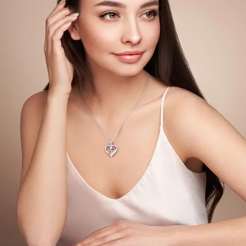 Vista 3 de Regalos para abuela, collar de corazón de plata de ley 925 con relleno de oro blanco de 18 quilates, regalos de cumpleaños de nietos para mujeres