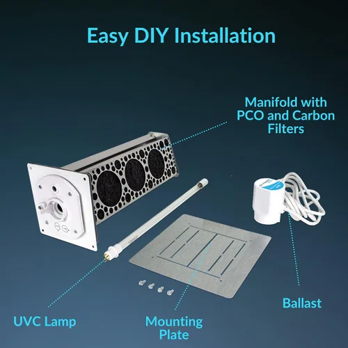 Vista 4 de Air Health Haven Plus - Purificador de aire HVAC Luz UV-C de 16 pulgadas, tecnología PCO y filtración de carbono, para gérmenes, compuestos