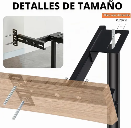 Vista 5 de Paquete de 2 soportes de cabecera ajustables para base de cama, kit de soportes de cabecera de metal para marco de cama, kit de extensión de estribo