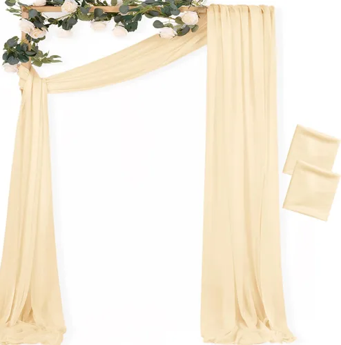 Vista 42 de MLMC 1 panel de tela para arco de boda azul bebé, 29 x 20 pies, cortinas de gasa extralargas transparentes de 6.6 yardas, paneles de cortinas