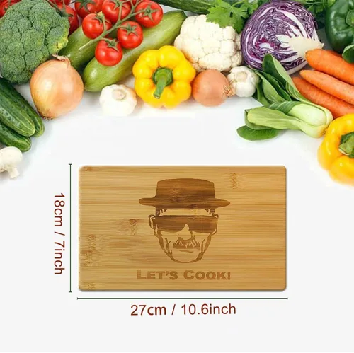 Vista 6 de Breaking Bad - Tabla de cortar grabada Master of the Grill and Best Dad Ever - Regalos para papá en cumpleaños - Tabla de cocina de bambú grabada