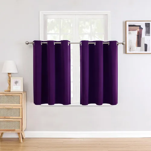 Vista 21 de ChrisDowa - Cortinas cortas para ventana de 40 pulgadas para dormitorio - Cortinas cortas con ojales y aislamiento térmico para oscurecer