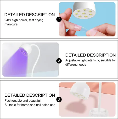 Vista 5 de Lámpara LED de uñas de gel de 24 W para uñas de gel con cable de alimentación, diseño de cuello de cisne flexible y uso de manicura en el hogar