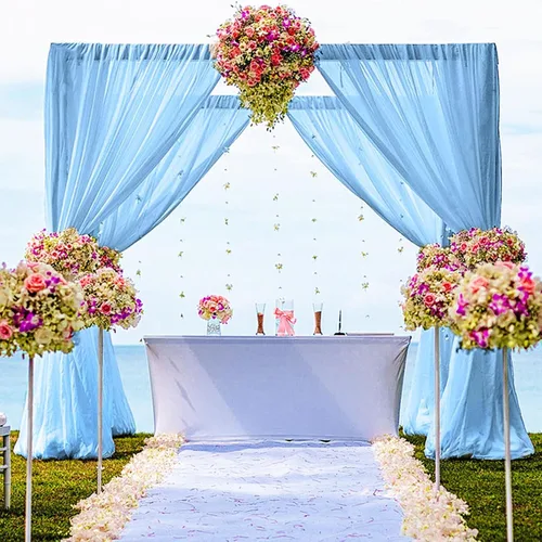 Vista 32 de DUOBAO Cortina de gasa rosa, 2 paneles de 29 x 96 pulgadas, cortinas de telón de fondo de boda, cortinas de playa transparentes para sala de estar