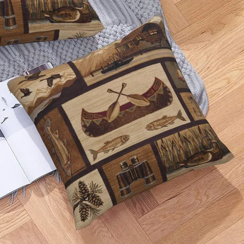 Vista 6 de Juego de 2 fundas de almohada cuadradas de 18x18 pulgadas, fundas de almohada decorativas retro negras estilo rústico para casa, sofá, fundas