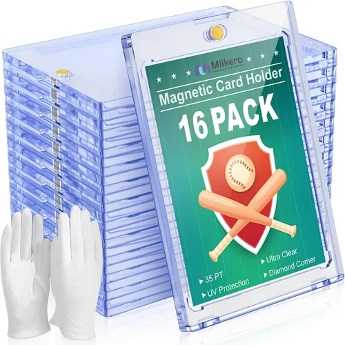 Vista 7 de Tarjetero magnético de 5 quilates, soporte para tarjetas comerciales de 35 puntos, protección U-V Protectores de tarjetas de plástico duro