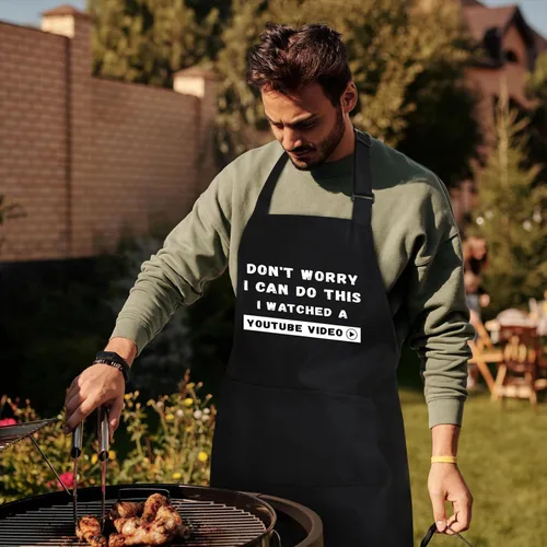 Vista 6 de NLUS Delantales divertidos para hombres, delantal divertido para cocinero para cocinar, asar a la parrilla, barbacoa con 3 bolsillos, regalos