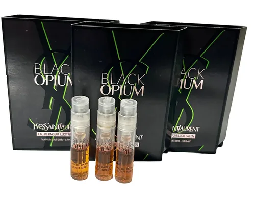 Vista 4 de Yves Saint Laurent YSL Black Opium EDP Muestra Perfume para mujer 1.2 ml / 0.04 oz - set de 3