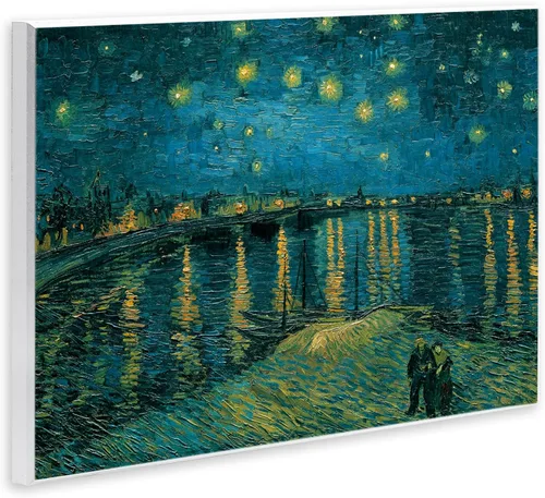 Vista 2 de Stupell Industries Pintura clásica de Van Gogh de noche estrellada sobre el Ródano