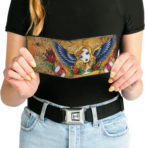 Vista 6 de Buckle-Down Billetera plegable PU para hombre, TJ-Blonde, multicolor, 4.0" x 3.5", Varios