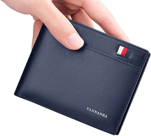 Vista 3 de WILLIAMPOLO Billetera delgada para hombre de piel minimalista con bolsillo frontal