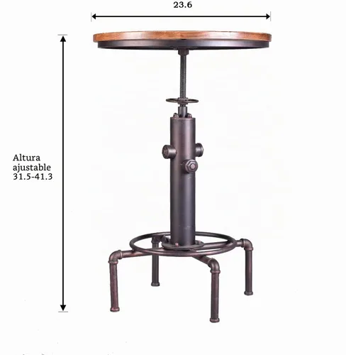 Vista 3 de Topower Mesa de bar industrial de 31.5-41.3 pulgadas, mesa de pub ajustable para cocina, comedor, mesa de café bistró (bronce)