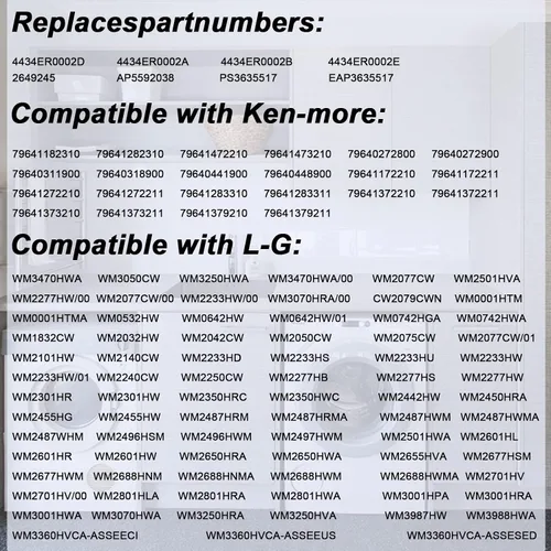 Vista 6 de 4434ER0002D 4434ER0002A - Soporte giratorio para lavadora L-G Ken-more, repuesto para lavadora L-G Ken-more - Soporte de tambor trasero Spider