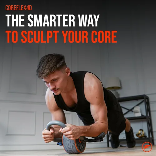Vista 2 de CoreFlex4D - Rueda de rodillo para abdominales con soporte para codo, entrenador de núcleo multidireccional 4D para abdominales, oblicuos