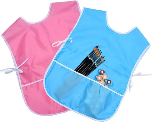 Vista 7 de Mudder - Delantal de pintura artística para niños, 2 piezas, resistente al agua