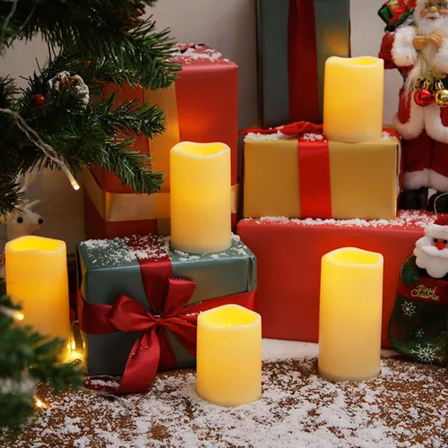 Vista 7 de Homemory paquete de 9 velas sin llama, impermeables para exteriores, velas LED acrílicas que funcionan con pilas, con control remoto y temporizador
