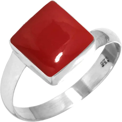 Vista 19 de Boho - Anillo de plata de ley 925 hecha a mano con piedras preciosas naturales, lapislázuli, granate, turquesa y cuadrado Ámbar