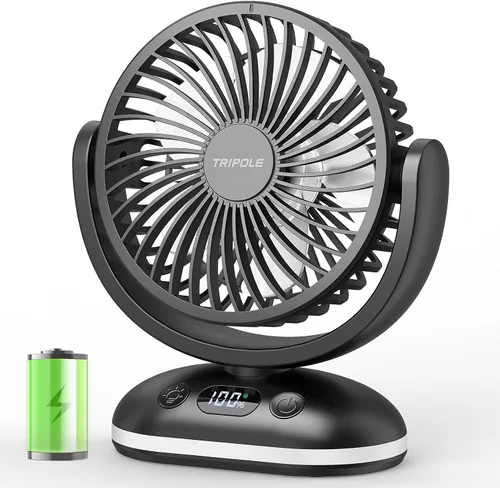 Vista 9 de TriPole Ventilador de escritorio pequeño silencioso y recargable mini Beige