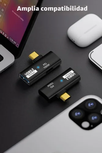 Vista 6 de AreMe - Adaptador USB C a USB 3.2 2 en 1 con puerto de carga de 100 W, color negro Convertidor OTG Thunderbolt 4/3 para Rog Ally, Steam Deck