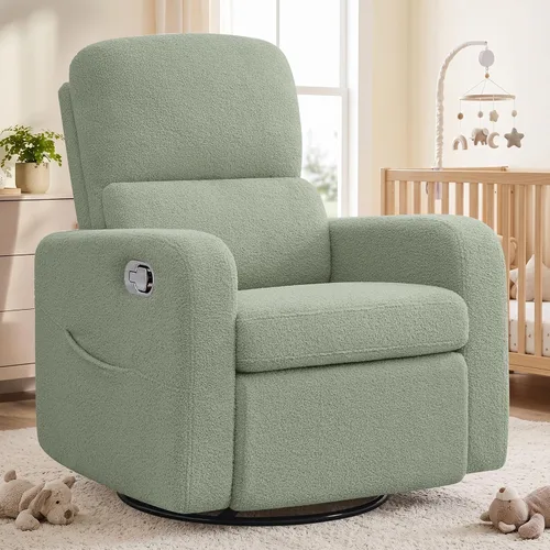 Vista 16 de Mecedora giratoria mecedora eléctrica, silla reclinable para cuarto Gris
