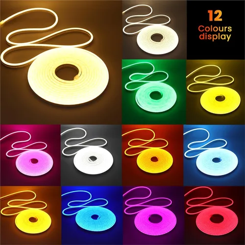 Vista 3 de Tira de neón DC 24V 1.6-65.6 ft IP67 impermeable, multicolor, retroiluminación de TV, tubo de silicona flexible para el hogar, luz LED