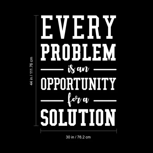 Vista 3 de Calcomanía de vinilo para pared, diseño con texto en inglés «Every Problem is an Opportunity for A Solution», 44 x 30 pulgadas, cita motivacional