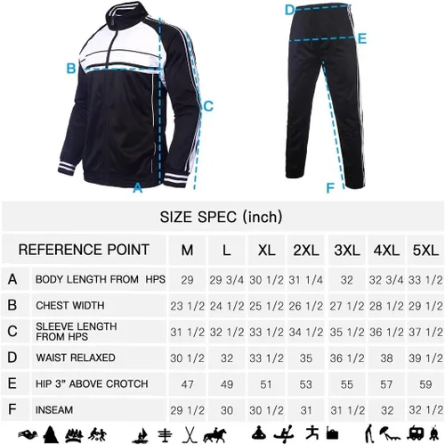 Vista 6 de Megub Conjunto deportivo de 2 piezas para hombre, casual para hombres altos y grandes, conjunto de traje deportivo a rayas laterales