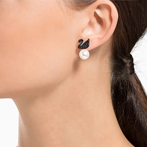 Vista 5 de Swarovski Iconic Swan Jewelry Collection Rose Gold Tone Finish Black Crystals