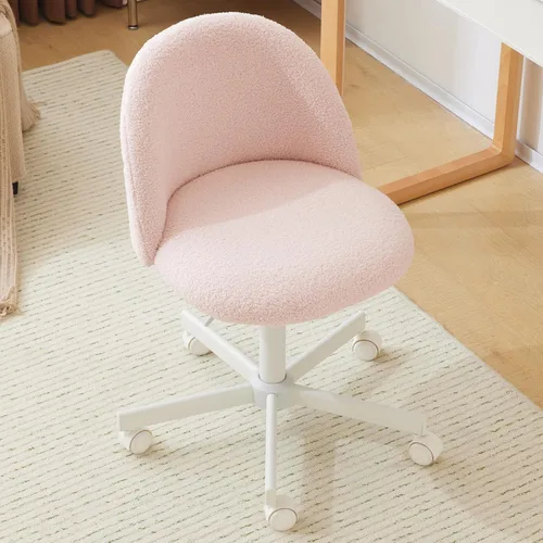 Vista 11 de VINGLI Silla Candy sin Brazos, Linda Silla de Escritorio, Cómoda Silla Pequeña de Oficina con Ruedas, Silla de Tocador con Soporte Lumbar, Silla