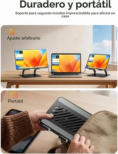 Vista 7 de Soporte para Tablet Tounee, Soporte de Escritorio Ajustable de Aluminio de Doble Varilla, Compatible con iPads de 4.7-16.9", Tabletas Surface, Negro