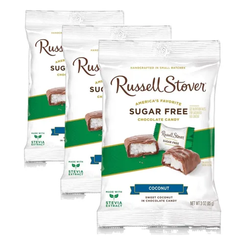 Vista 8 de Russell Stover Caramelos de coco sin azúcar, bolsa de 3 onzas