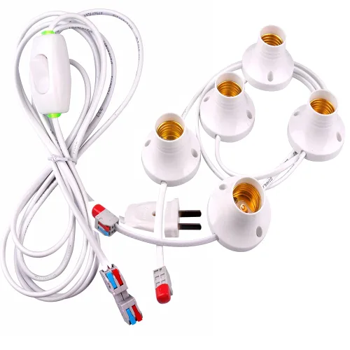 Vista 9 de 1 cable de luz colgante blanco E27 enchufe de bombilla a 2 clavijas con interruptor de encendido/apagado (cable de soporte de lámpara de 3M)