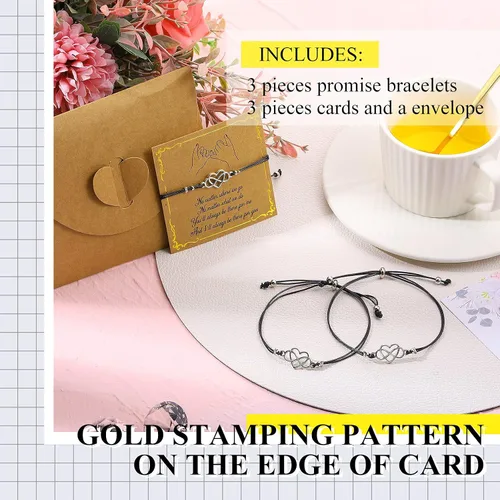 Vista 2 de Hicarer Pulseras de promesa, pulseras de amistad para el regreso a clases, juego de dijes a distancia para amigos, mujeres y niñas, regalo del día