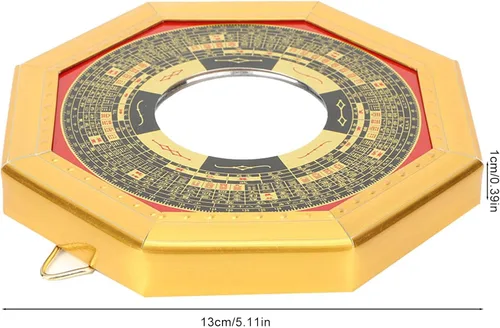 Vista 2 de Tyenaza Espejo cóncavo tradicional chino de Feng Shui, espejo Bagua para negocios en casa, protección de la suerte contra especiales dañinos