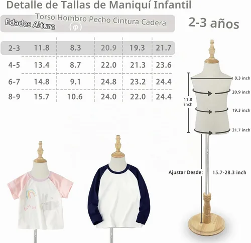 Vista 5 de Forma de maniquí infantil para niños de 2 a 3 años