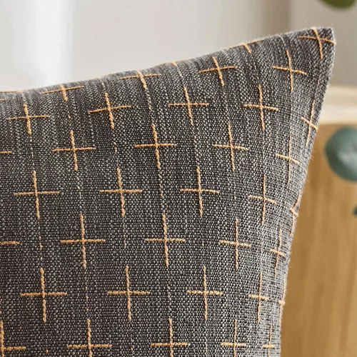 Vista 284 de MIULEE - Juego de 2 fundas de almohada decorativas de lino de arpillera navideñas, modernas, estilo campestre, rústicas, tejidas, con textura