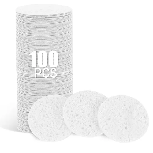Vista 20 de Esponjas faciales comprimidas de celulosa natural, esponja facial de forma redonda, para limpieza facial, exfoliación y eliminación de maquillaje
