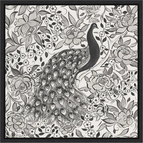 Vista 7 de Amanti Art Framed Canvas Wall Art 16x16 Peacock Garden III BW by Miranda Thomas, Framed Wall Art Canvas, Animals Artwork, Modern Decor, Small Poster