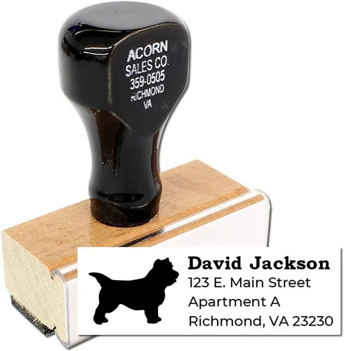 Vista 254 de Airedale Terrier Address Stamp, Custom Airedale Terrier Hand Stamp for Dog Lovers, Duo Rubber Return Address for Pet Owners Montaje manual Duo