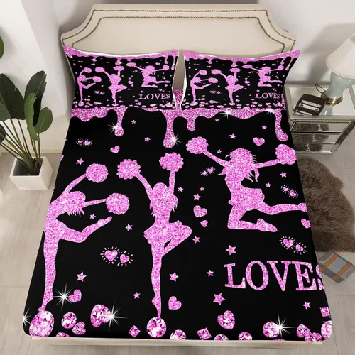 Vista 33 de Erosebridal Sábana bajera ajustable de gimnasia con bolsillo profundo para niñas y niños, tamaño individual, juego de ropa de cama deportiva