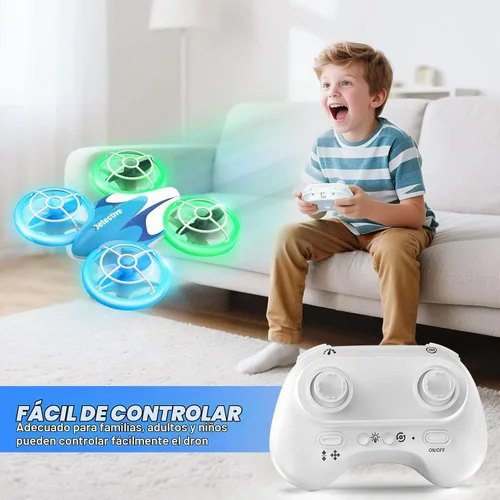 Vista 6 de BlueFire Mini dron para niños, dron RC con luces LED y giro de 360°