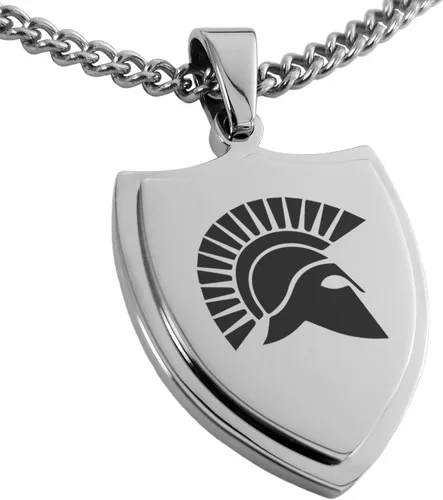 Vista 20 de Collar con colgante de escudo de dioses griegos de acero inoxidable