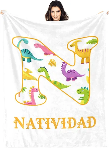 Vista 9 de Manta de bebé de dinosaurio personalizada para niños y niñas, manta personalizada de dinosaurio con nombre, manta de animal lindo para niños, manta