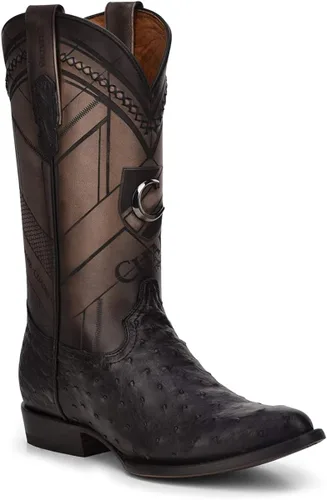 Vista 2 de Cuadra - Bota vaquera para hombre en piel de avestruz y piel bovina