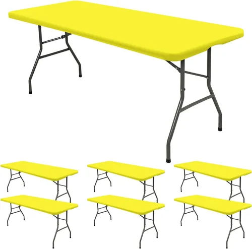 Vista 29 de 6 Pack de Manteles Ajustados para Mesas Rectangulares de 8 Pies, Cubierta de Mesa Aqua Azul Elástica para Picnic al Aire Libre, Paños de Mesa