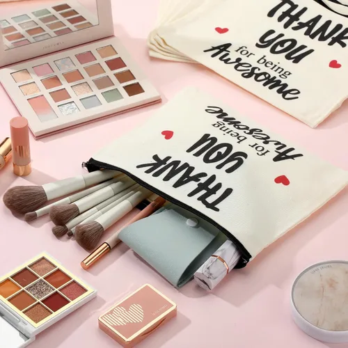 Vista 3 de Coume 12 Piezas Bolsa de Maquillaje de Agradecimiento para Mujeres, Regalo Inspirador de Apreciación para Compañera de Trabajo, Profesora