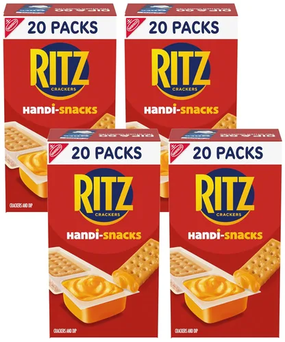 Vista 20 de Handi-Snacks RITZ Crackers 'N Cheesy Dip Paquetes de Aperitivos, Aperitivos Escolares, 20 Paquetes de Aperitivos