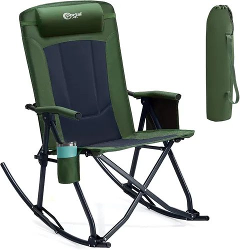 Vista 13 de Portal Silla mecedora plegable de gran tamaño portátil para acampar 400 1p-tela negro