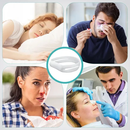 Vista 5 de Patelai 10 piezas vendas elásticas para la nariz, soporte de vendaje nasal externo con alta capacidad de absorción para nariz, blanco